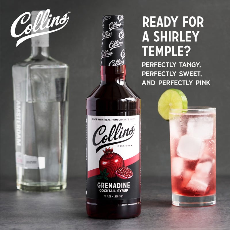 Collins Chicago Collins Grenadine Syrup, Real Pomegranate Juice and Sugar, Craft Cocktail Syrup, Drink Mixers, 32 oz - Image 2